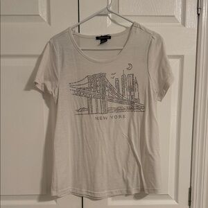 Robert Louis Cream Rhinestone New York Bridge Tee